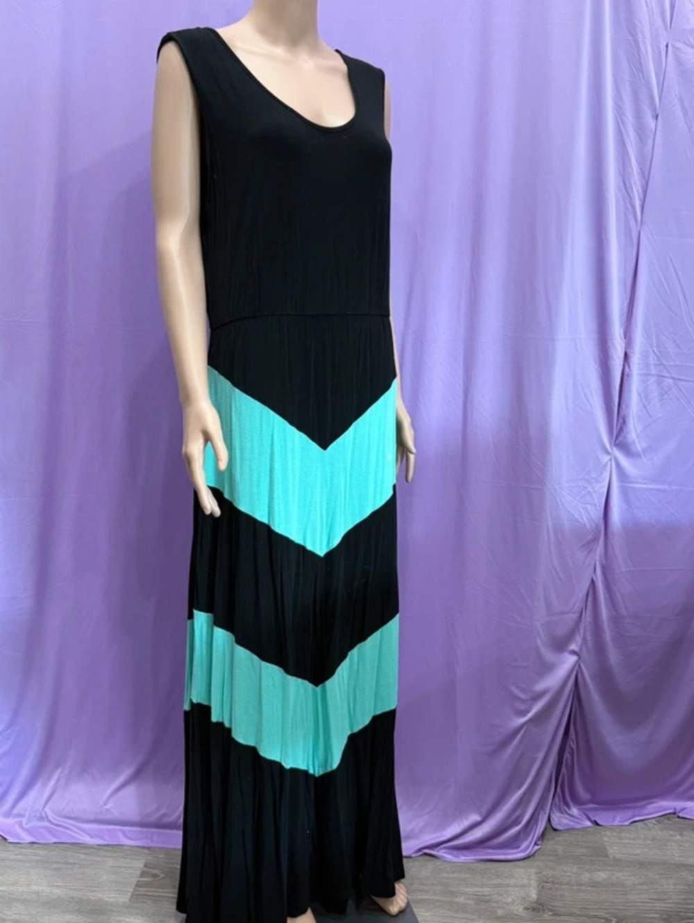 Black and blue maxi dress